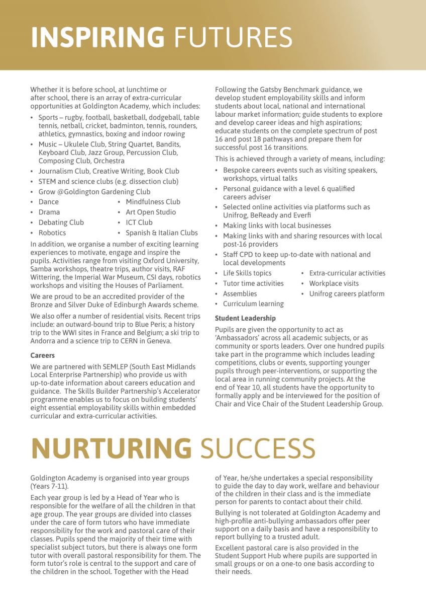 Prospectus Goldington Academy